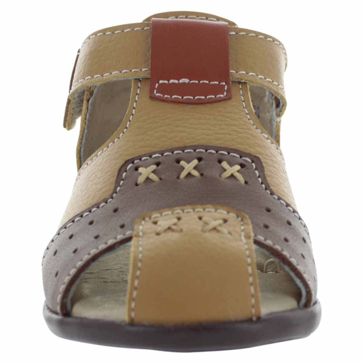 Huarache Café con Velcro Mini Burbujas para Niño