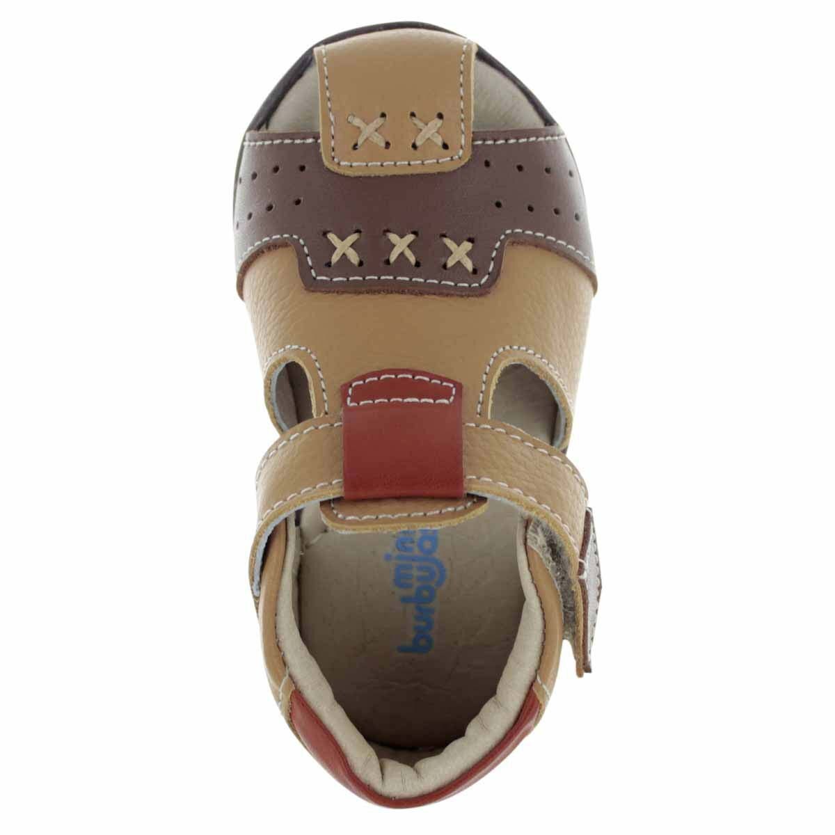 Huarache Café con Velcro Mini Burbujas para Niño