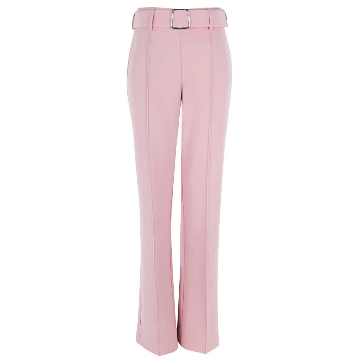 Pantalón Liso Corte Recto con Cinturon City Femme para Dama