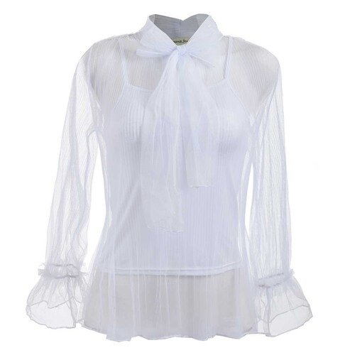 Blusa de Tul con Top Integrado Manga Larga Banana Jeans