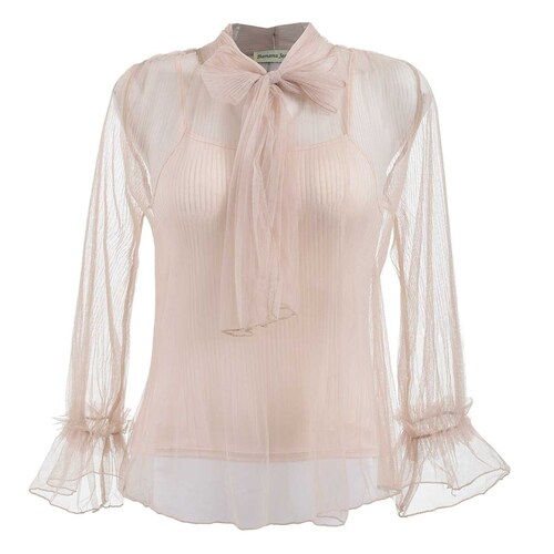 Blusa de Tul con Top Integrado Manga Larga Banana Jeans