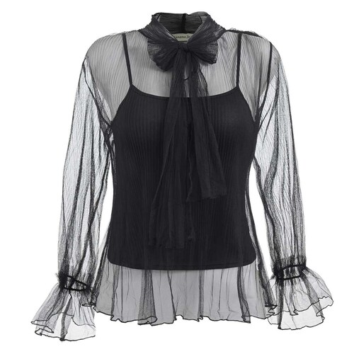 Blusa de Tul con Top Integrado Manga Larga Banana Jeans