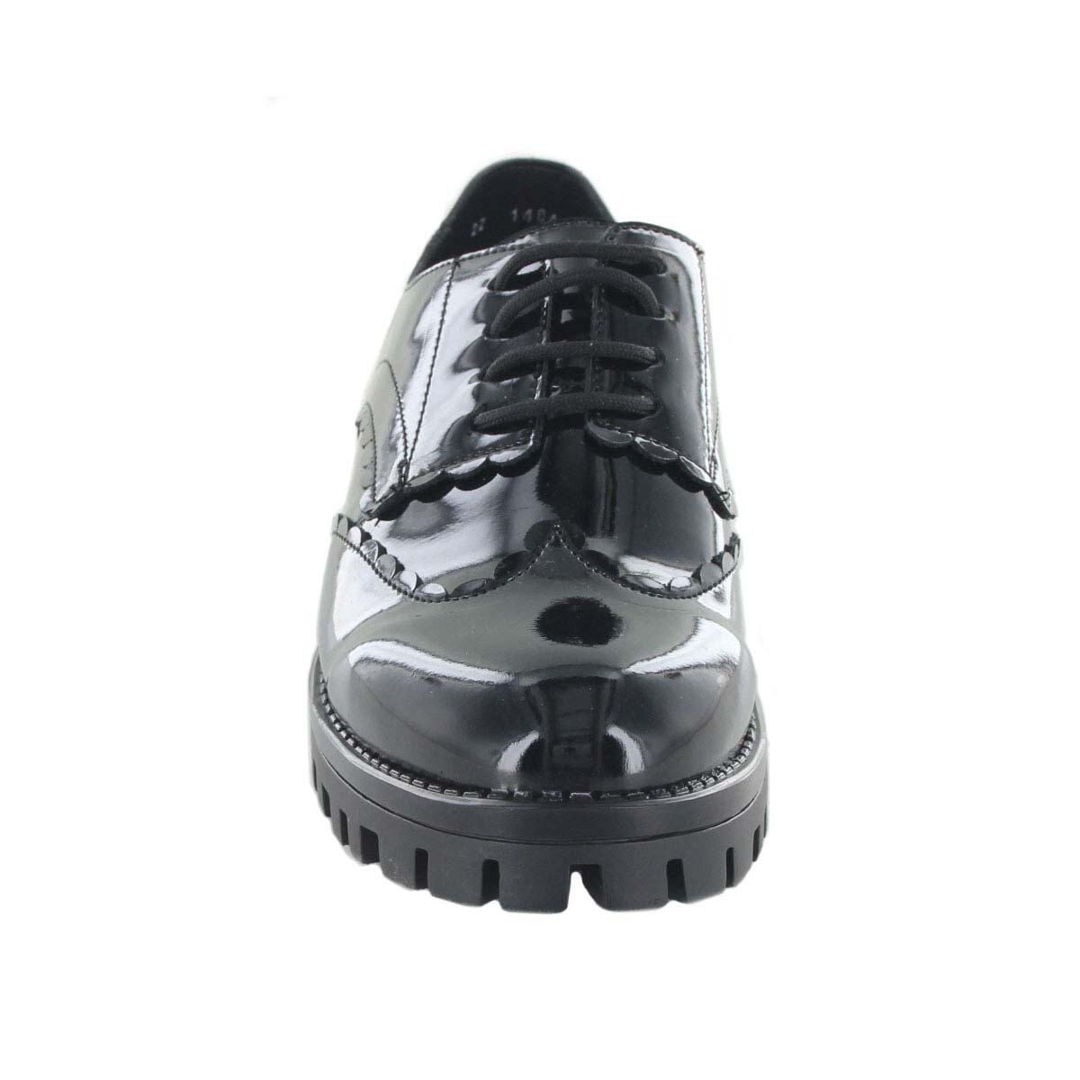 Zapato Bostoniano de Charol Negro con Agujeta B Trendy para Niña