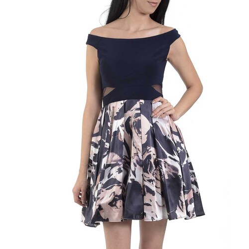 Vestido Corto off Shoulder Estampado Nikki Italy