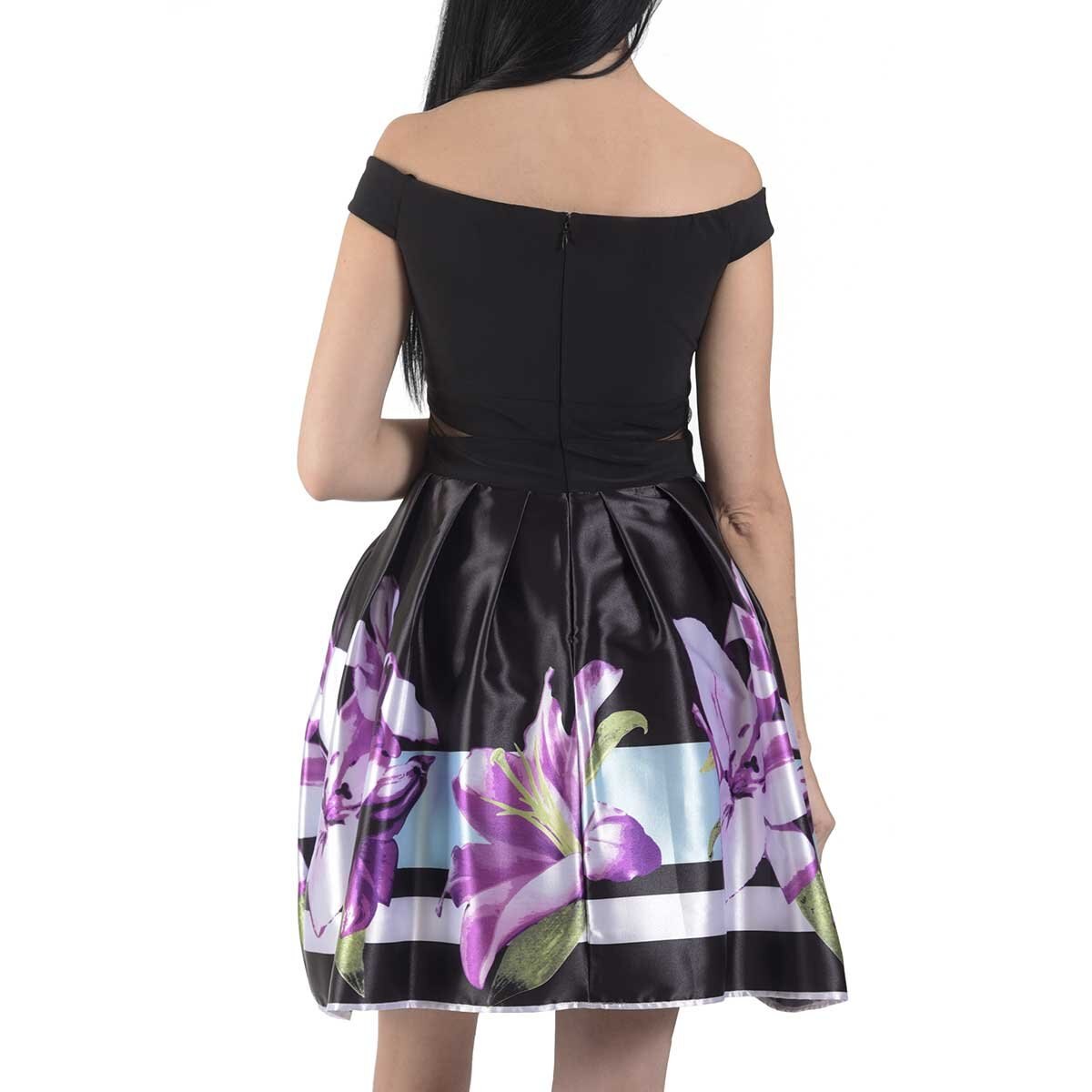 Vestido Corto off Shoulder Estampado Nikki Italy