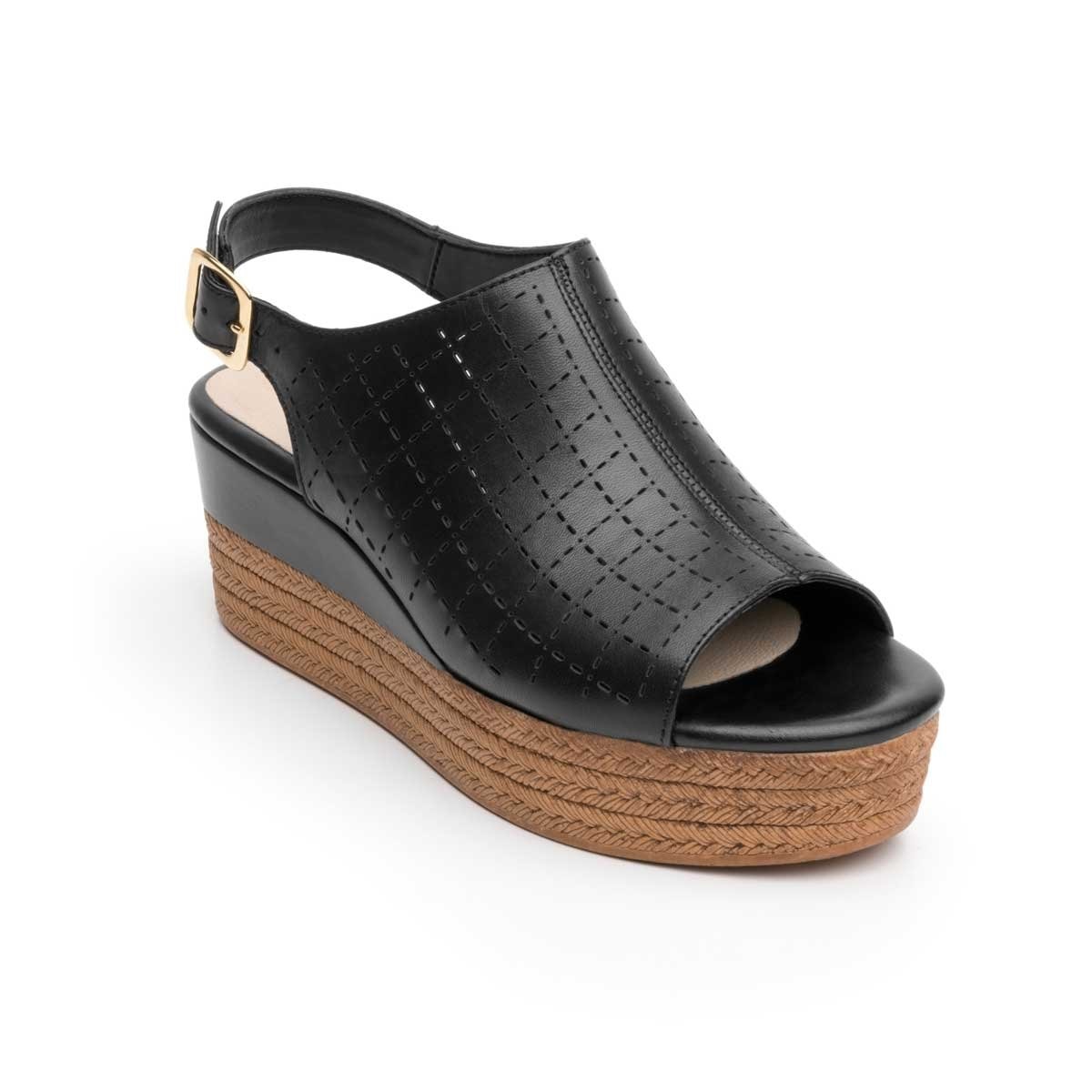 Sandalia Plataforma Color Negro Flexi