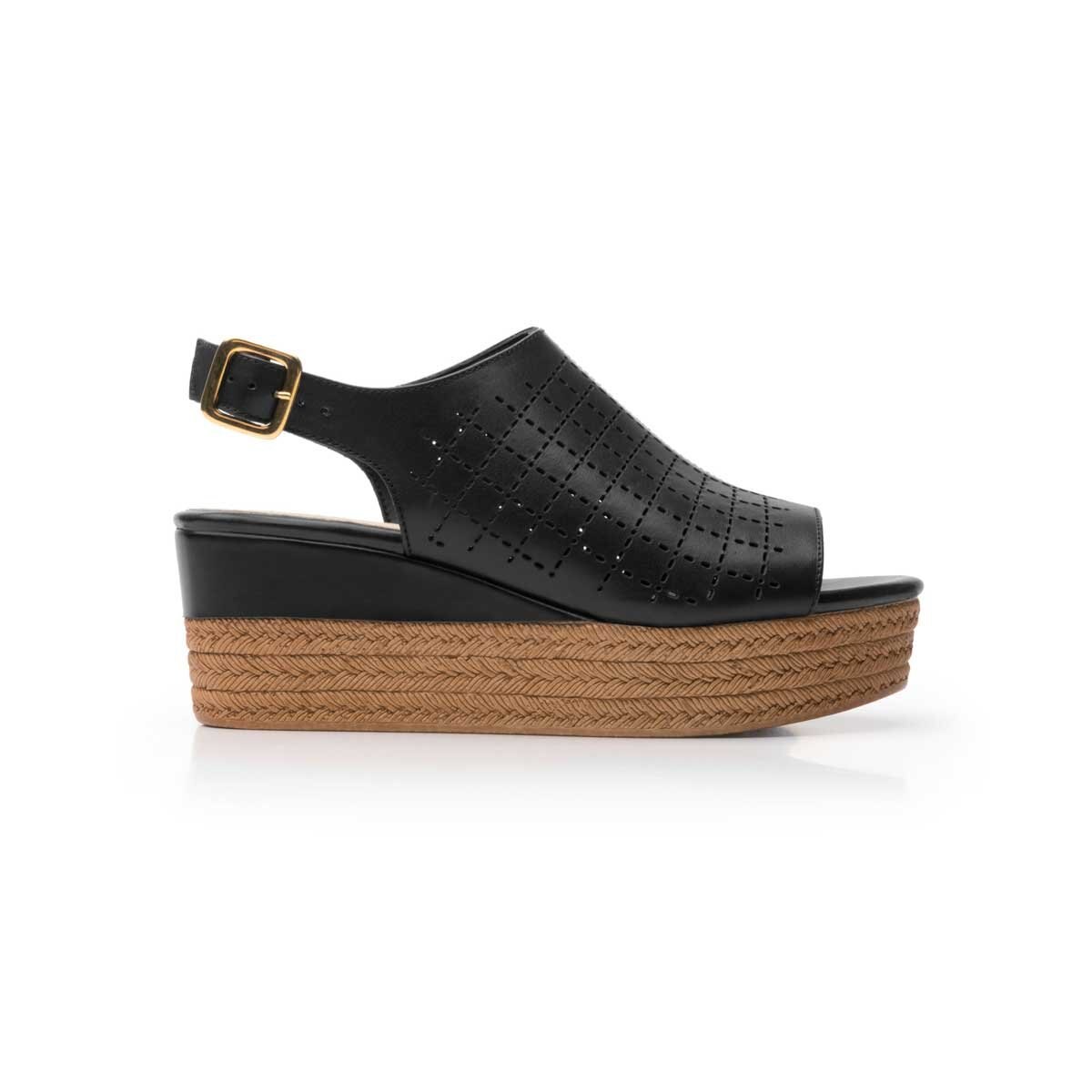 Sandalia Plataforma Color Negro Flexi