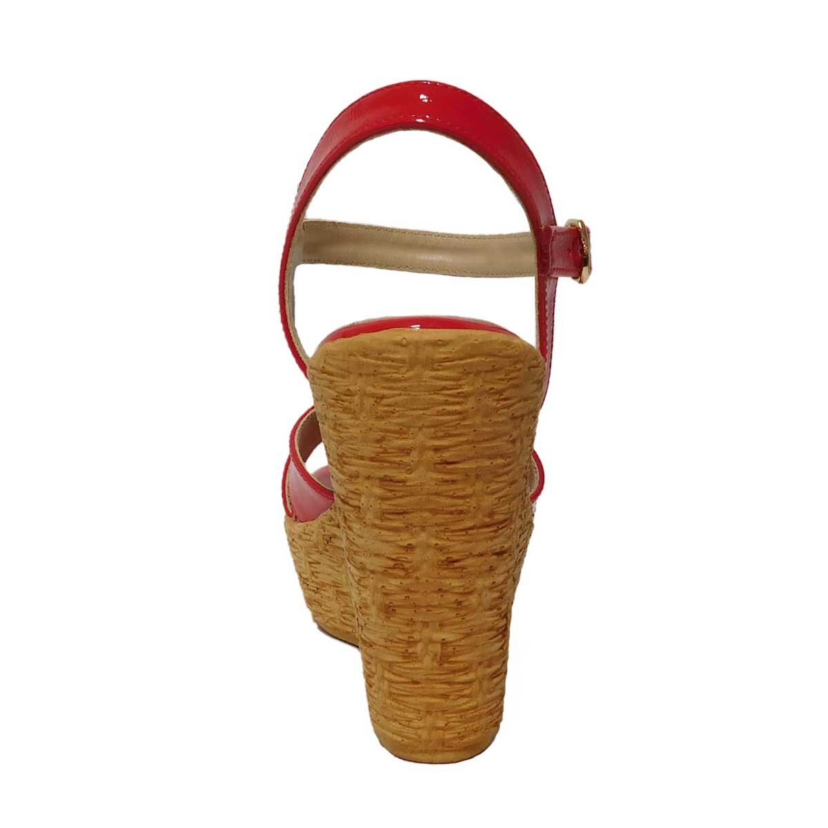 Sandalia Roja de Charol con Cuña Cristeen