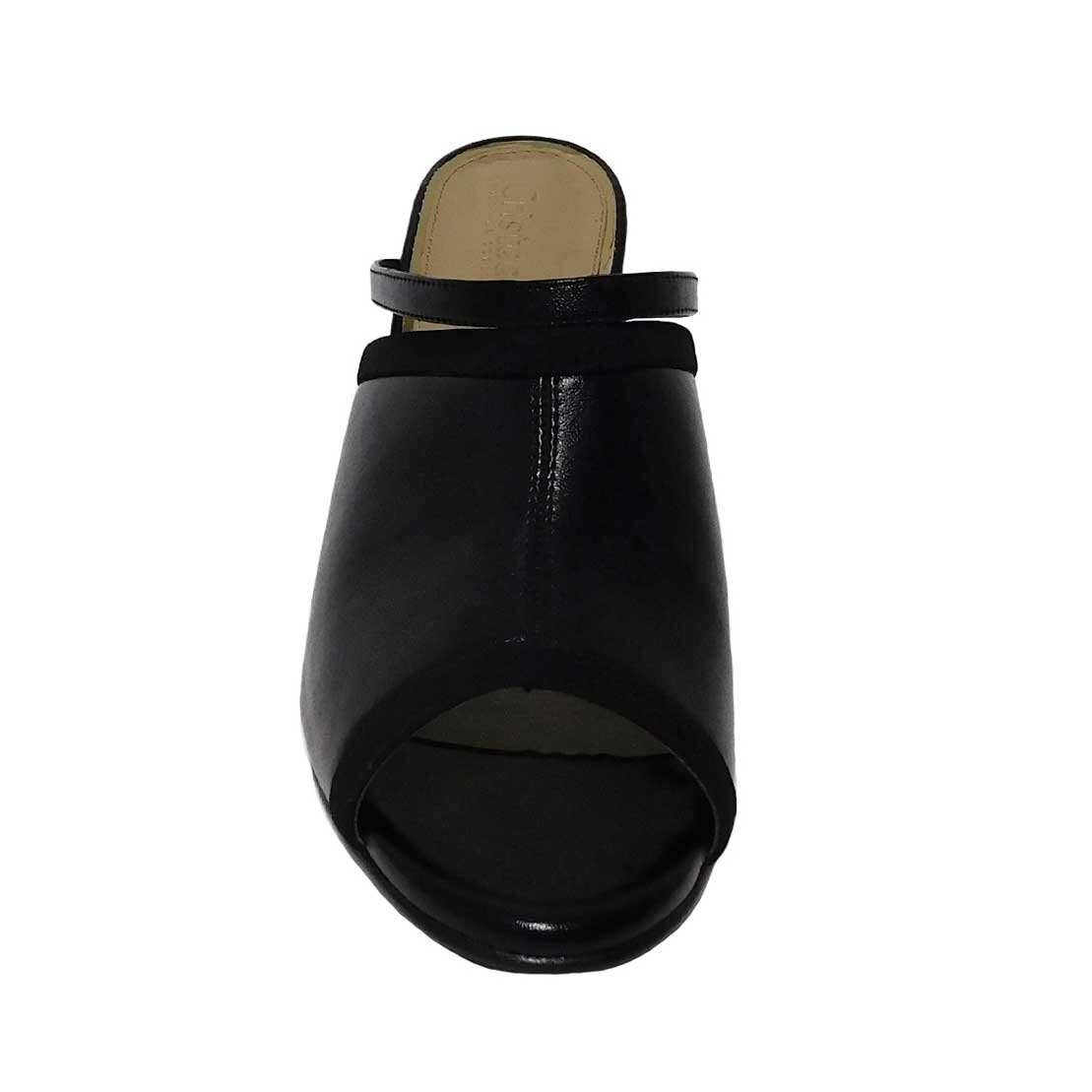 Sandalia Negra con Tacón Multimaterial Cristeen
