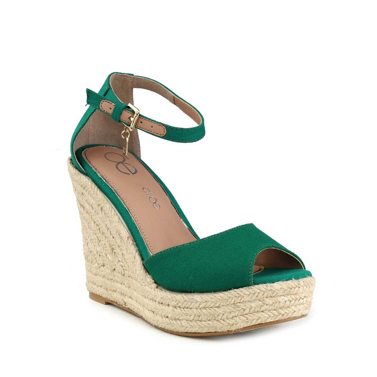 Sandalia Plataforma Básica en Yute Verde Cloe
