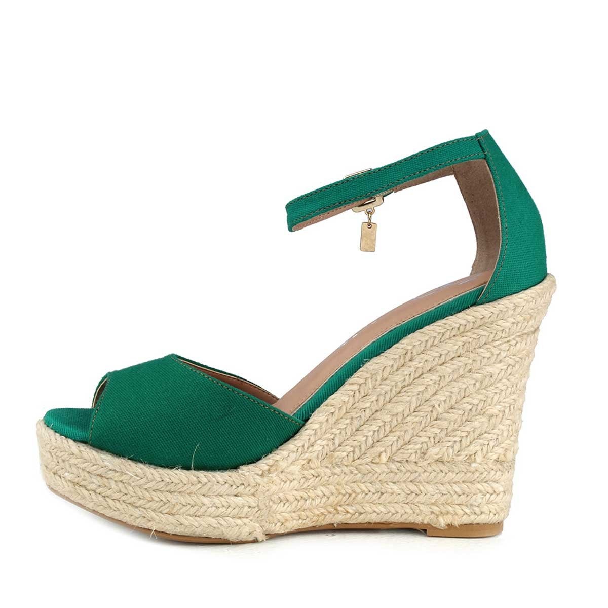 Sandalia Plataforma Básica en Yute Verde Cloe