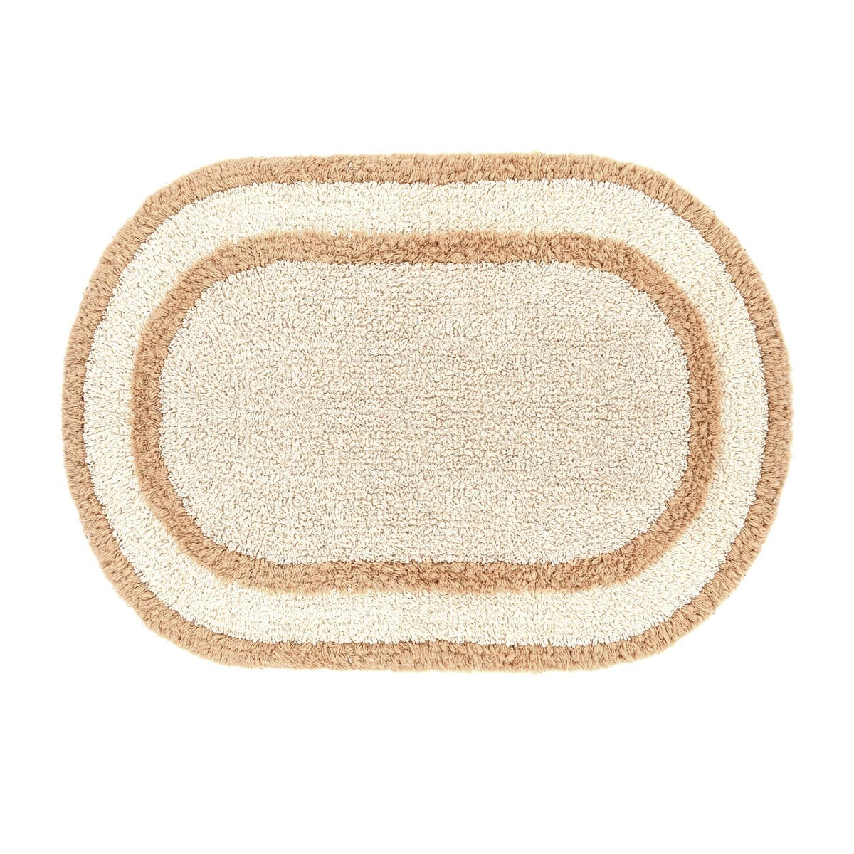 Home Nature Tapete Ovalado Rayas Beige 100% Algodón 40X60 Cm