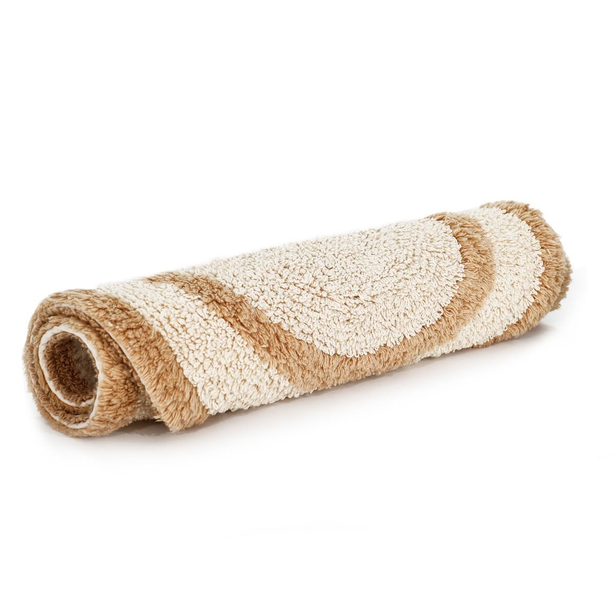Home Nature Tapete Ovalado Rayas Beige 100% Algodón 40X60 Cm