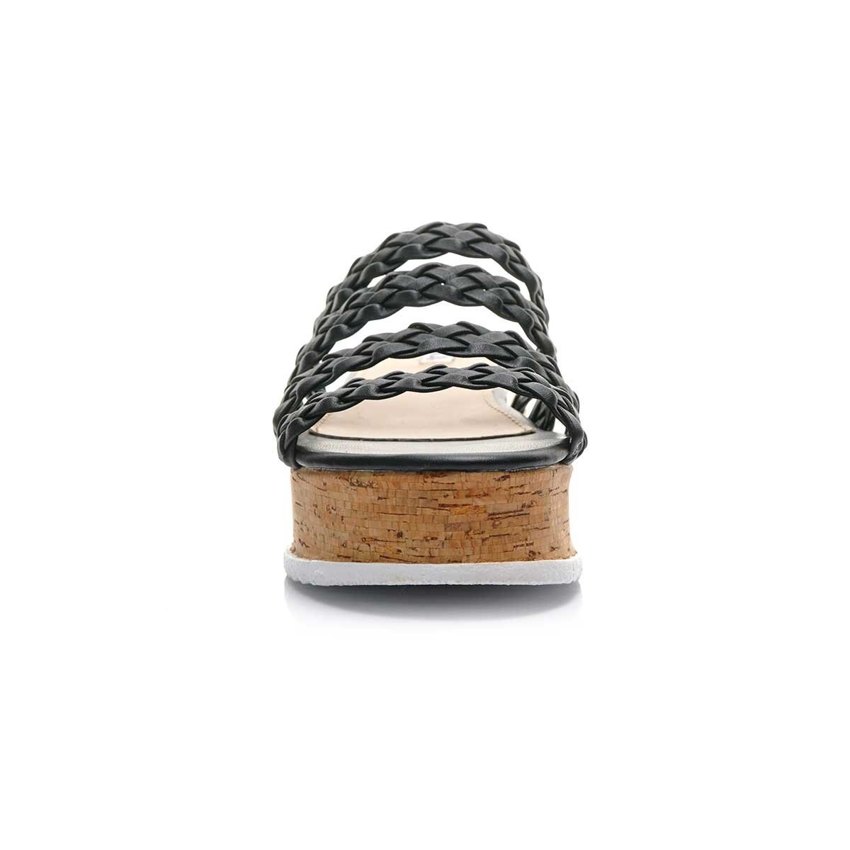 Sandalia con Plataforma Triple Tira Color Negro Xoxo
