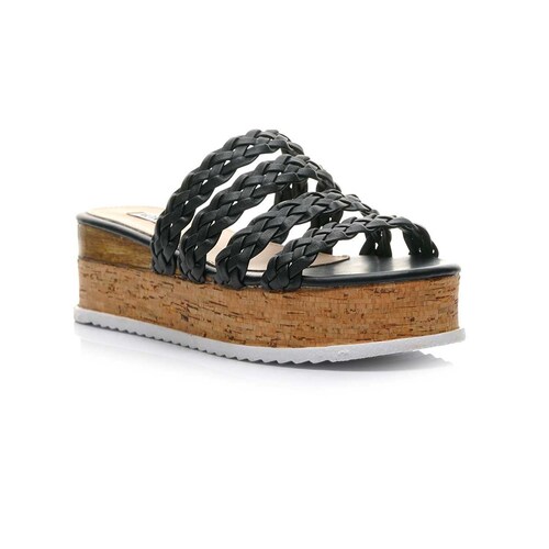 Sandalia con Plataforma Triple Tira Color Negro Xoxo