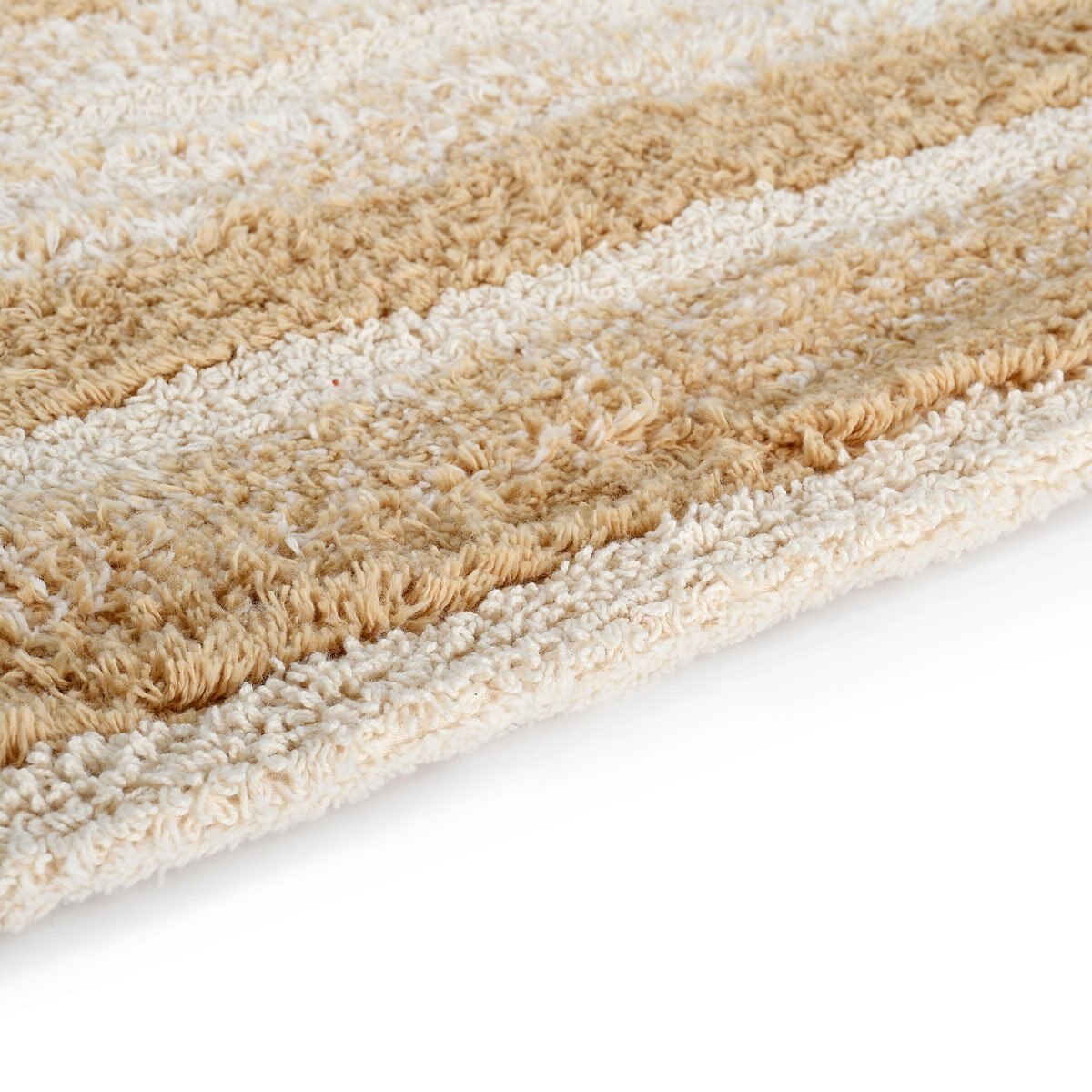 Home Nature Tapete Ovalado Rayas Beige 100% Algodón 40X60 Cm
