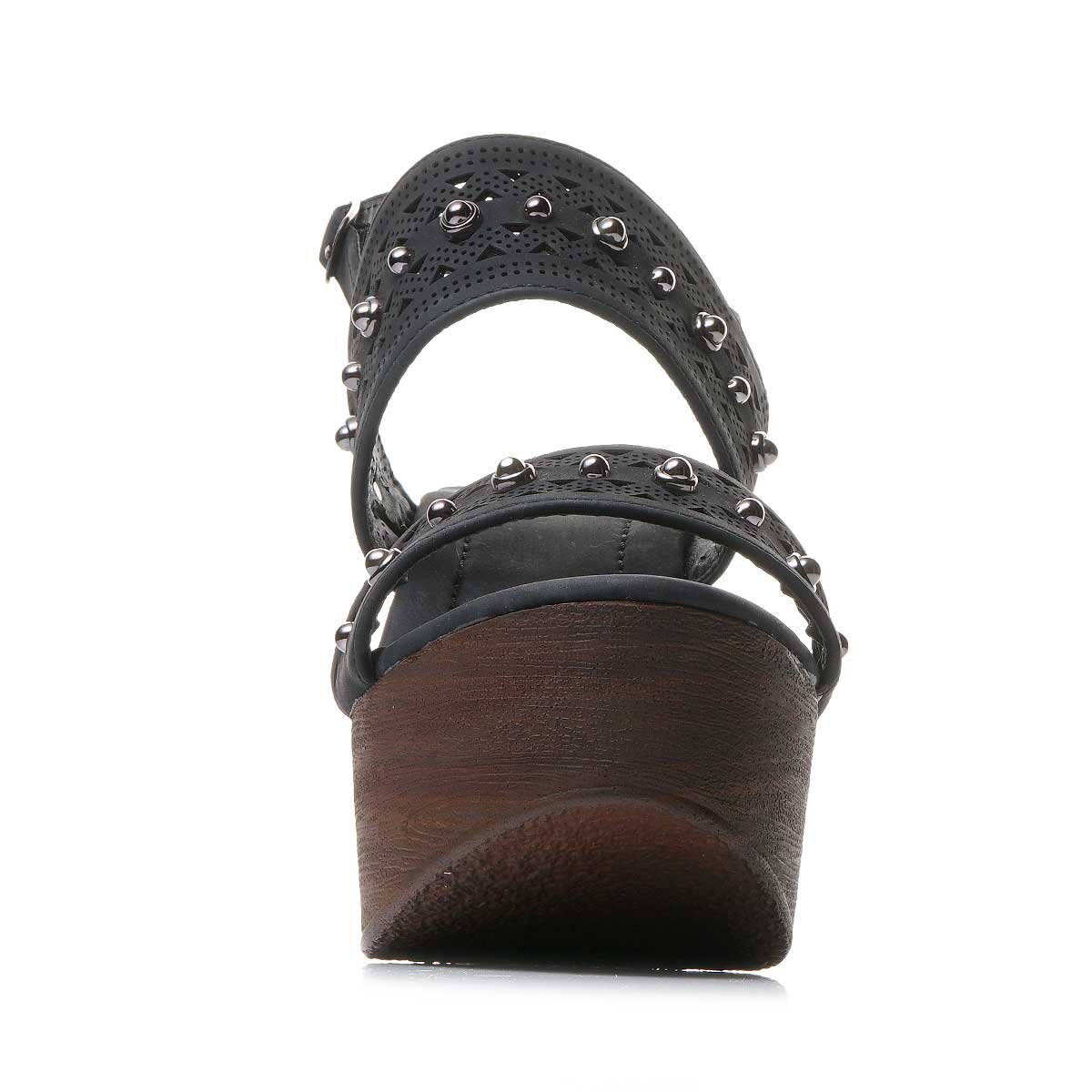 Sandalia con Plataforma Doble Tira con Estoperol Color Negro Xoxo