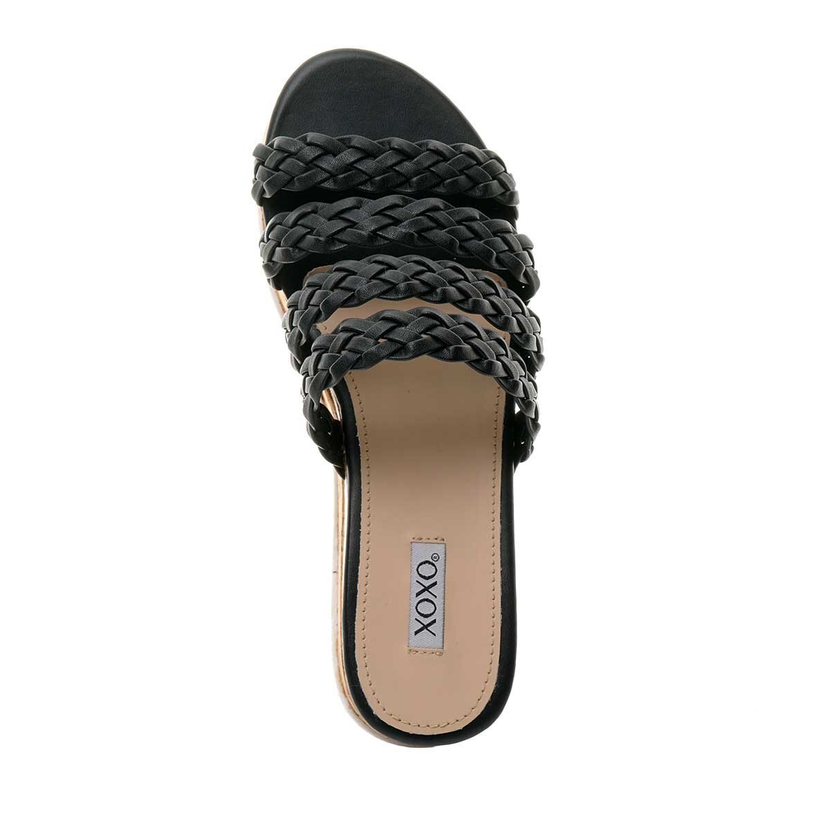 Sandalia con Plataforma Triple Tira Color Negro Xoxo