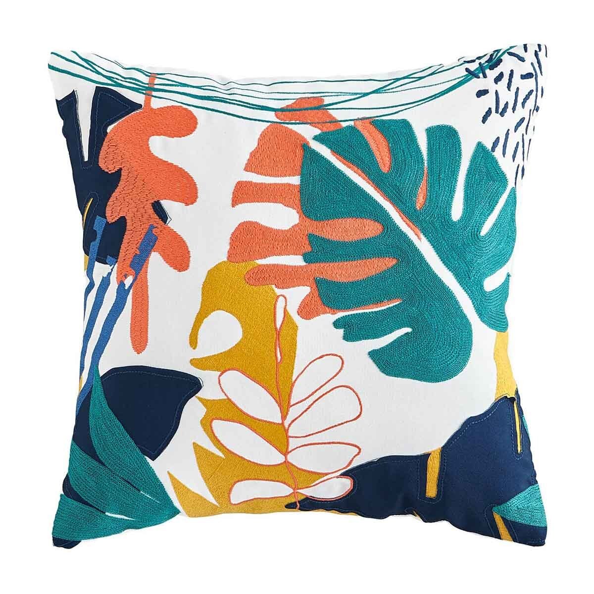 Cojín Embroidered Leave White Pier 1 Imports