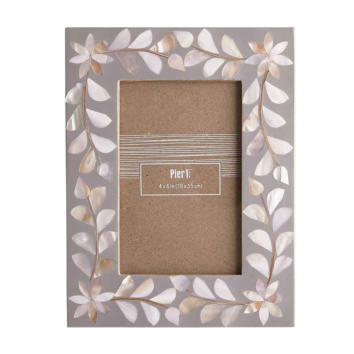 Porta Retrato White Gray Floral Mop Pier 1 Imports