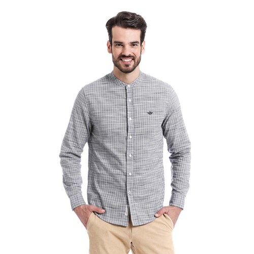 Camisa Manga Larga Azul Cuello Mao Dockers