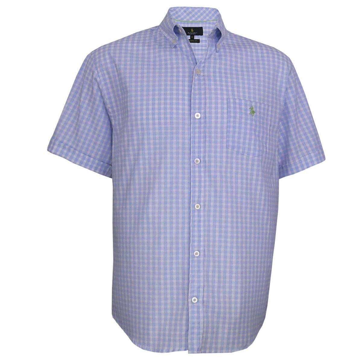 Camisa Manga Corta con Cuadros Azul Polo Club para Caballero
