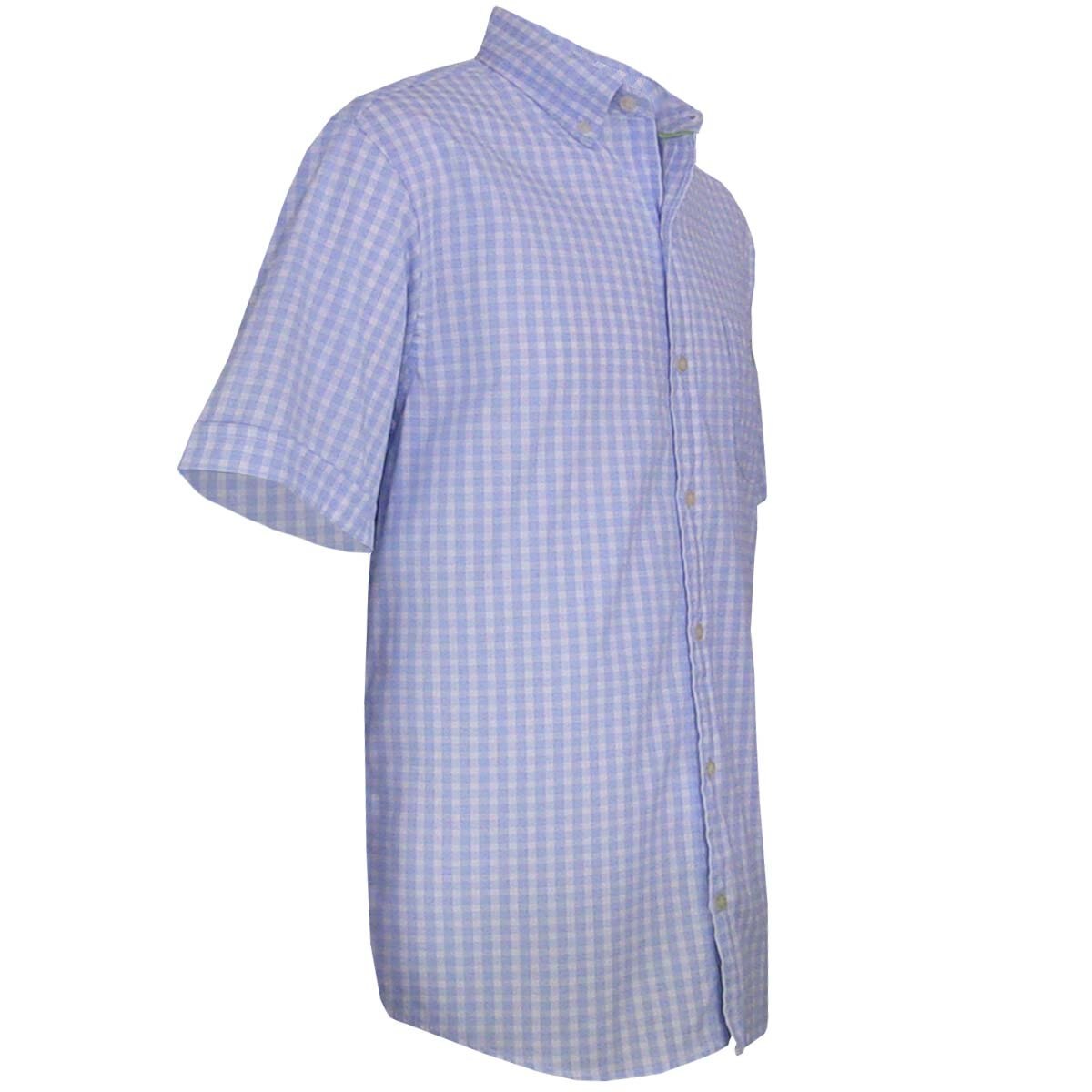 Camisa Manga Corta con Cuadros Azul Polo Club para Caballero