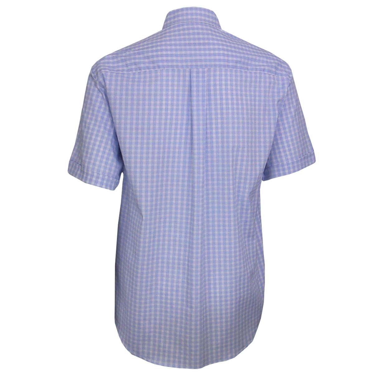 Camisa Manga Corta con Cuadros Azul Polo Club para Caballero
