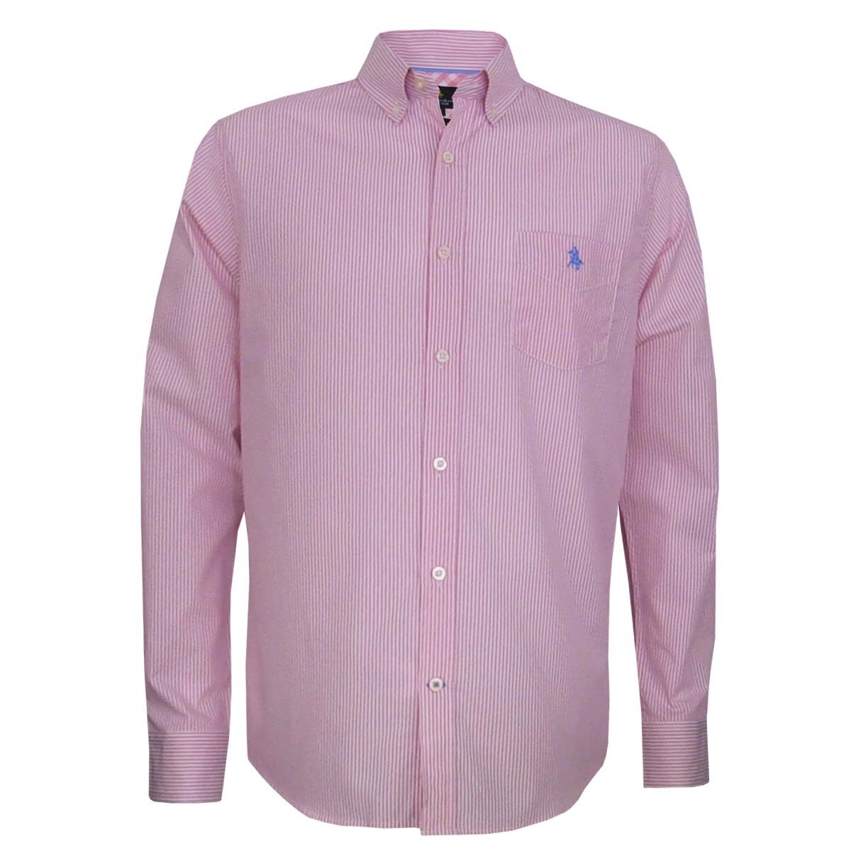 Camisa Manga Larga de Rayas Rosa Polo Club para Caballero
