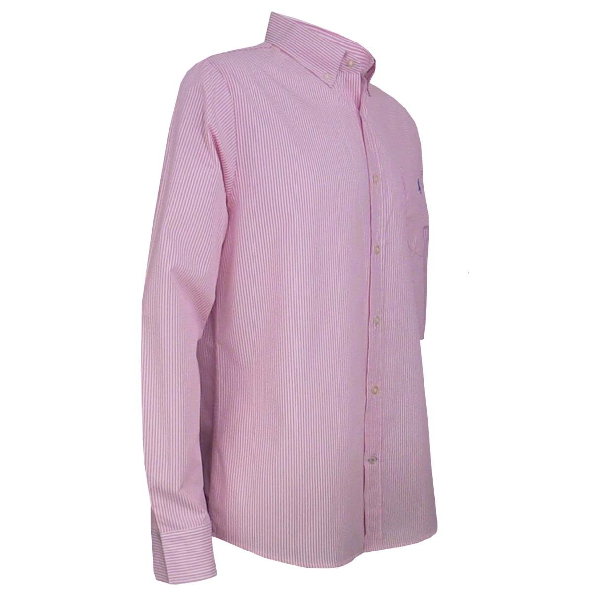 Camisa Manga Larga de Rayas Rosa Polo Club para Caballero