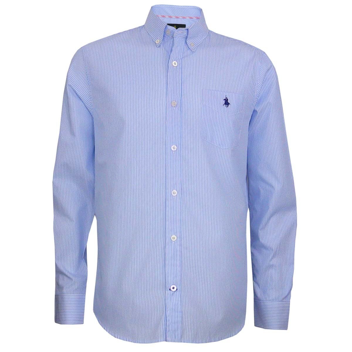 Camisa Manga Larga de Rayas Azul Polo Club para Caballero