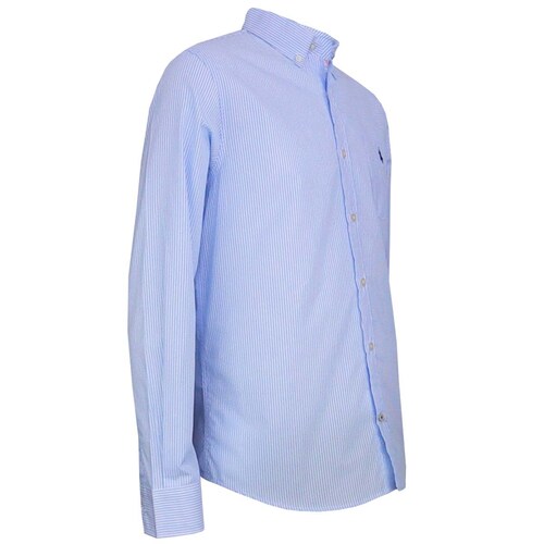 Camisa Manga Larga de Rayas Azul Polo Club para Caballero