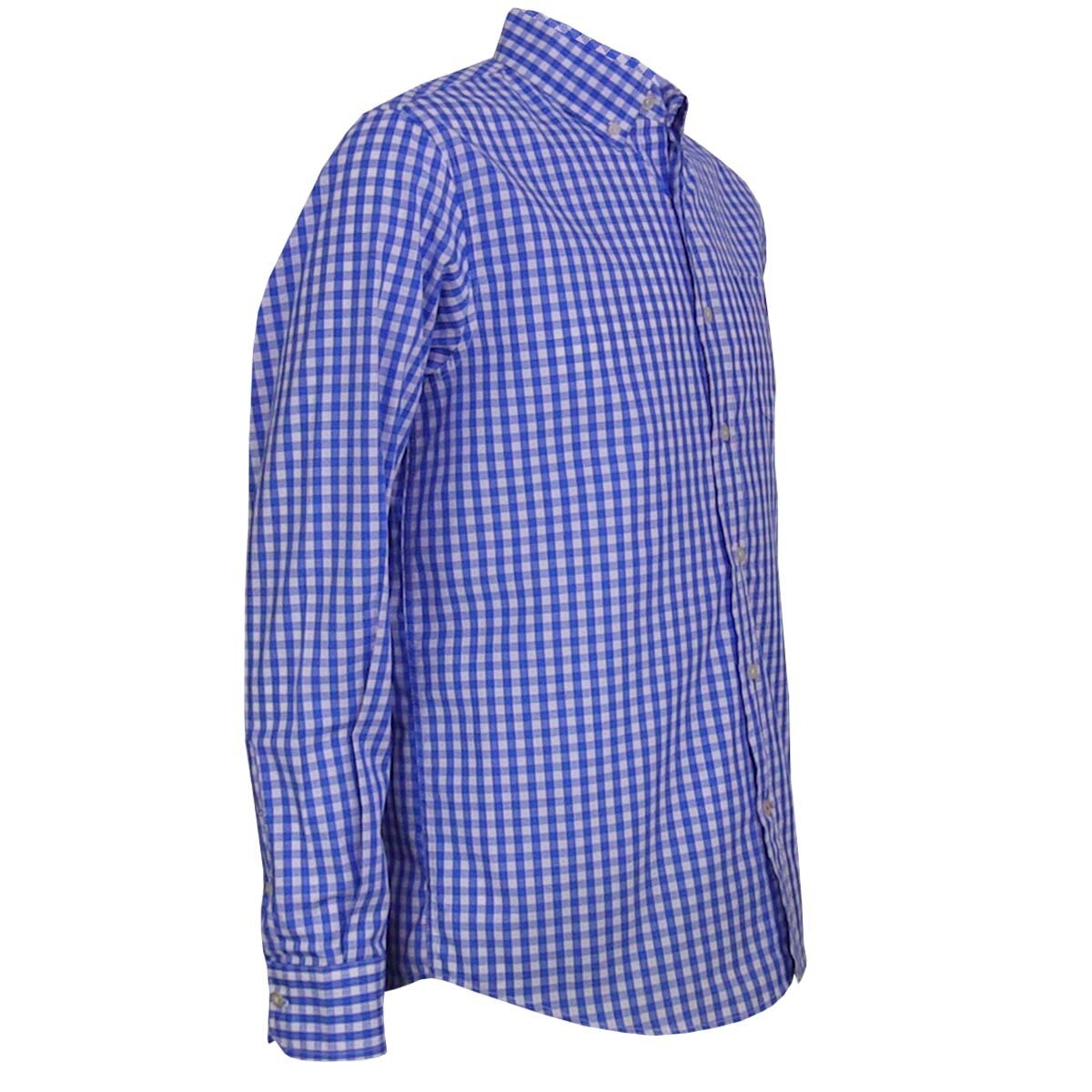 Camisa Manga Larga de Cuadros Azul Polo Club para Caballero