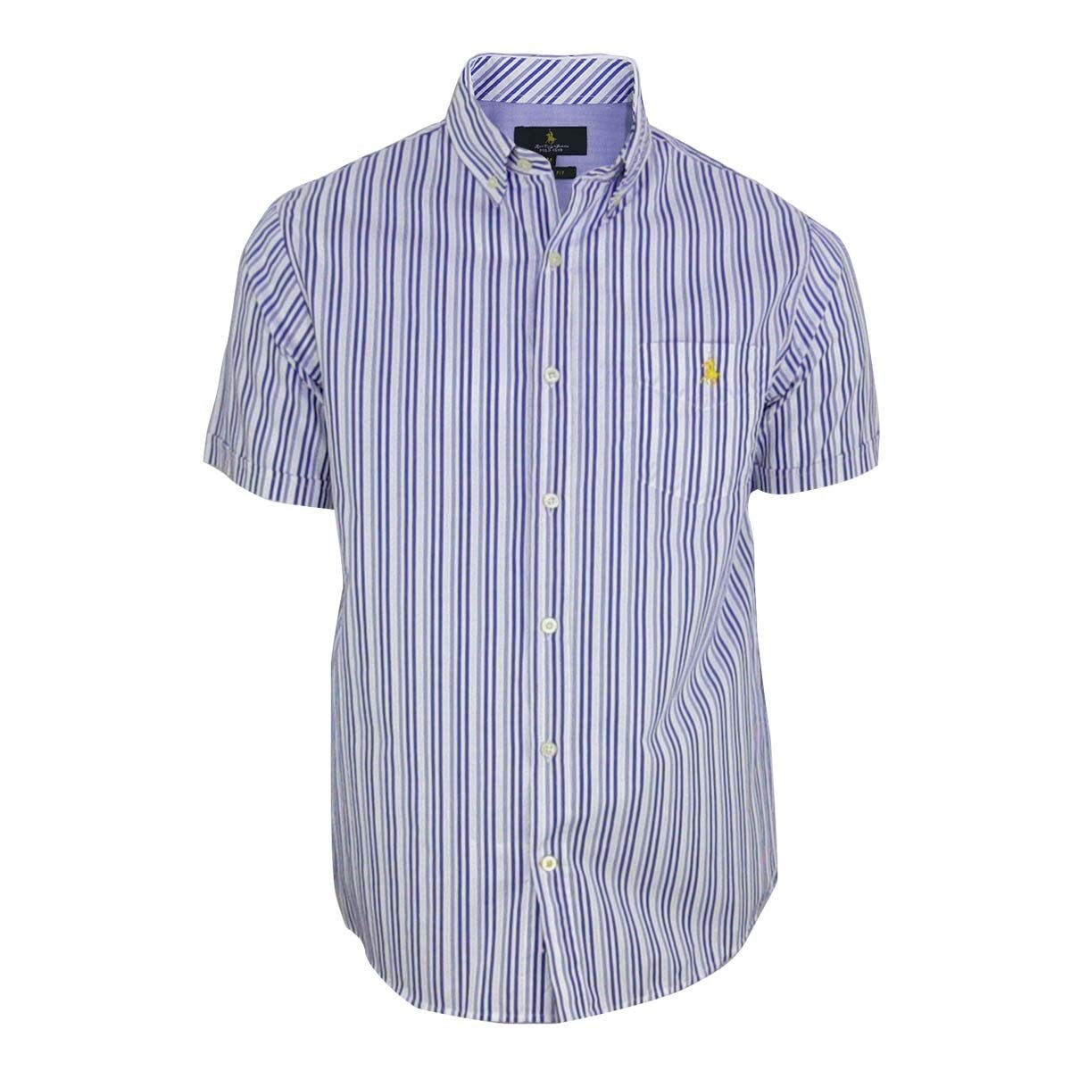 Camisa Manga Corta de Rayas Azul Polo Club para Caballero
