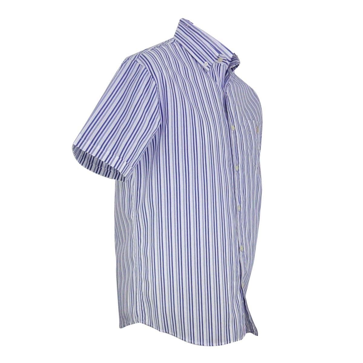 Camisa Manga Corta de Rayas Azul Polo Club para Caballero