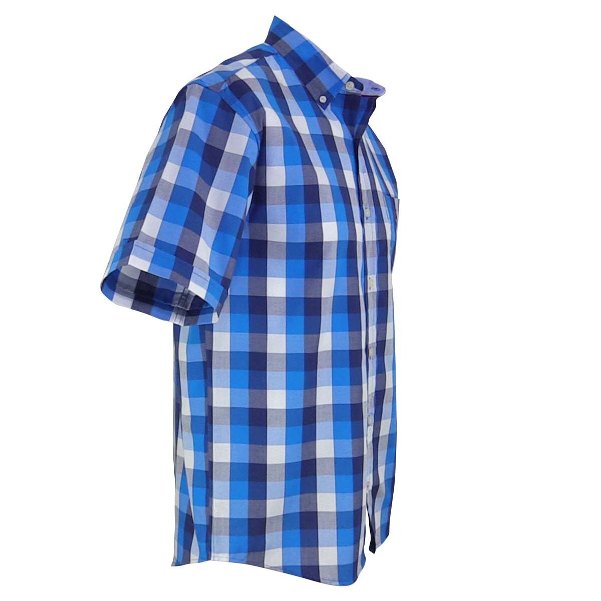 Camisa Manga Corta de Cuadros Azul Polo Club para Caballero