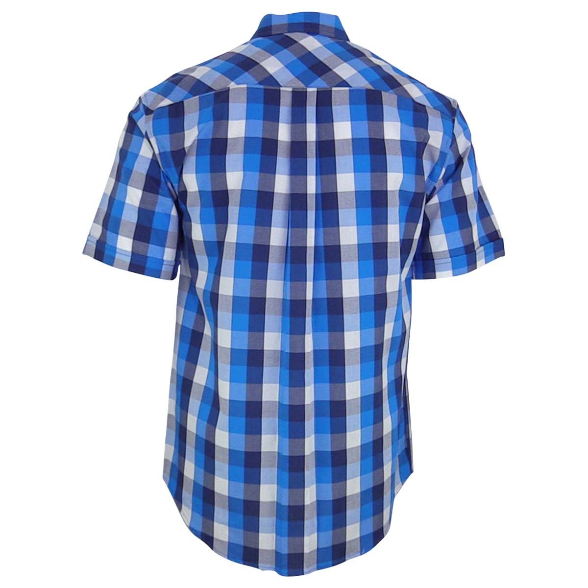 Camisa Manga Corta de Cuadros Azul Polo Club para Caballero