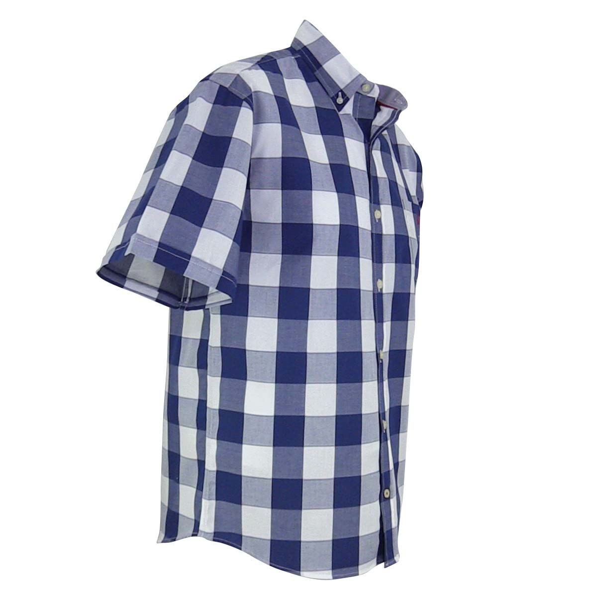 Camisa Manga Corta de Cuadros Azul Polo Club para Caballero