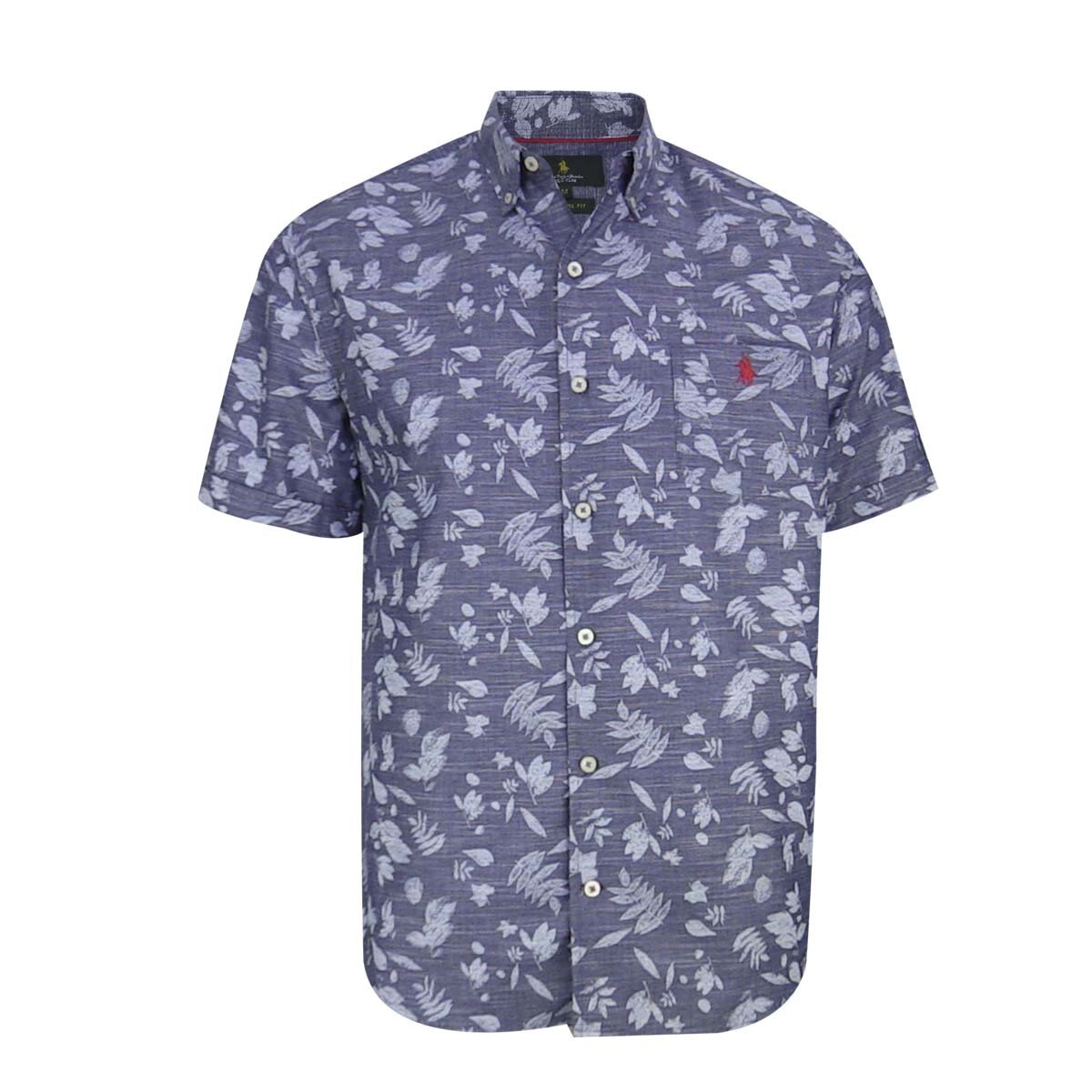 Camisa Manga Corta Estampada Azul Polo Club para Caballero