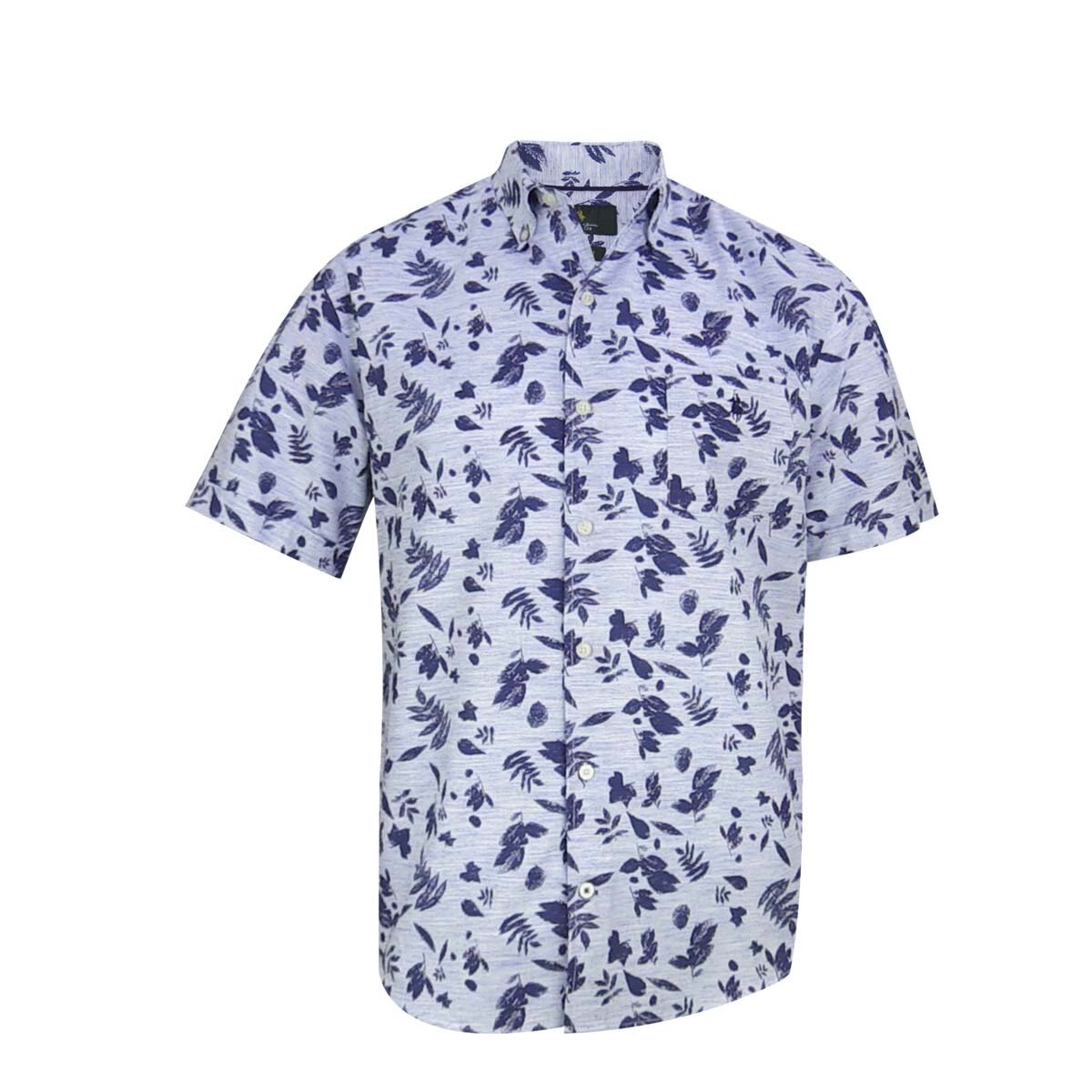 Camisa Manga Corta Estampada Azul Polo Club para Caballero