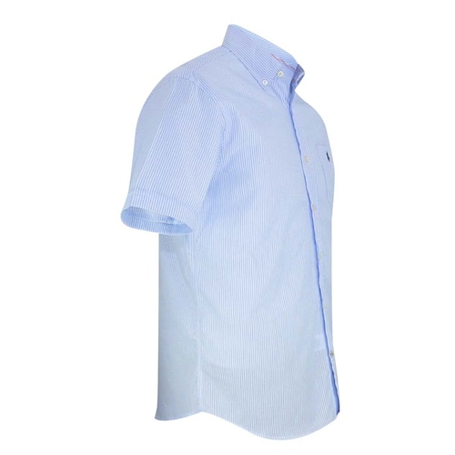 Camisa Manga Corta de Rayas Azul Polo Club para Caballero