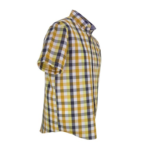 Camisa Manga Corta de Cuadros Amarillo Polo Club para Caballero