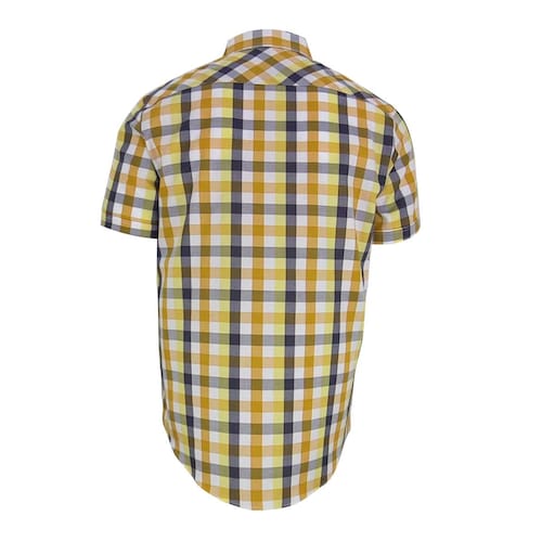 Camisa Manga Corta de Cuadros Amarillo Polo Club para Caballero