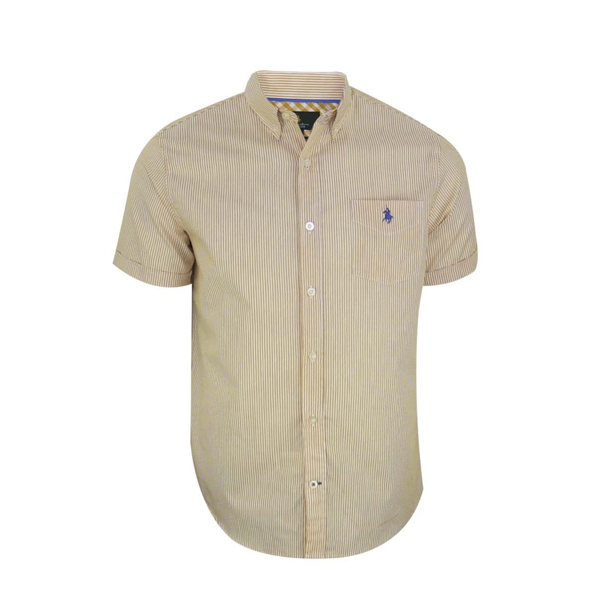 Camisa Manga Corta a Rayas Amarillo Polo Club para Caballero