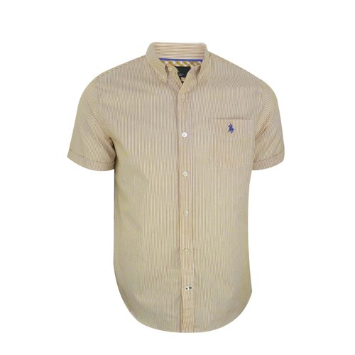 Camisa Manga Corta a Rayas Amarillo Polo Club para Caballero