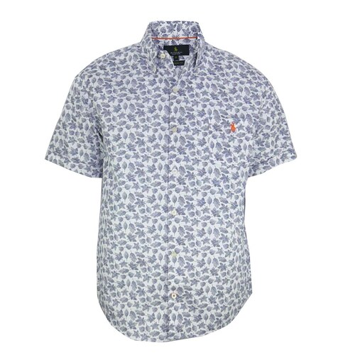 Camisa Manga Corta Estampada de Hojas Blanco Polo Club para Caballero