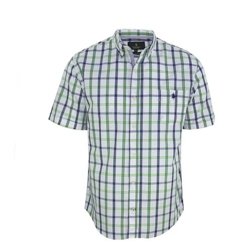 Camisa Manga Corta de Cuadros Verde Polo Club para Caballero