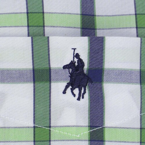 Camisa Manga Corta de Cuadros Verde Polo Club para Caballero