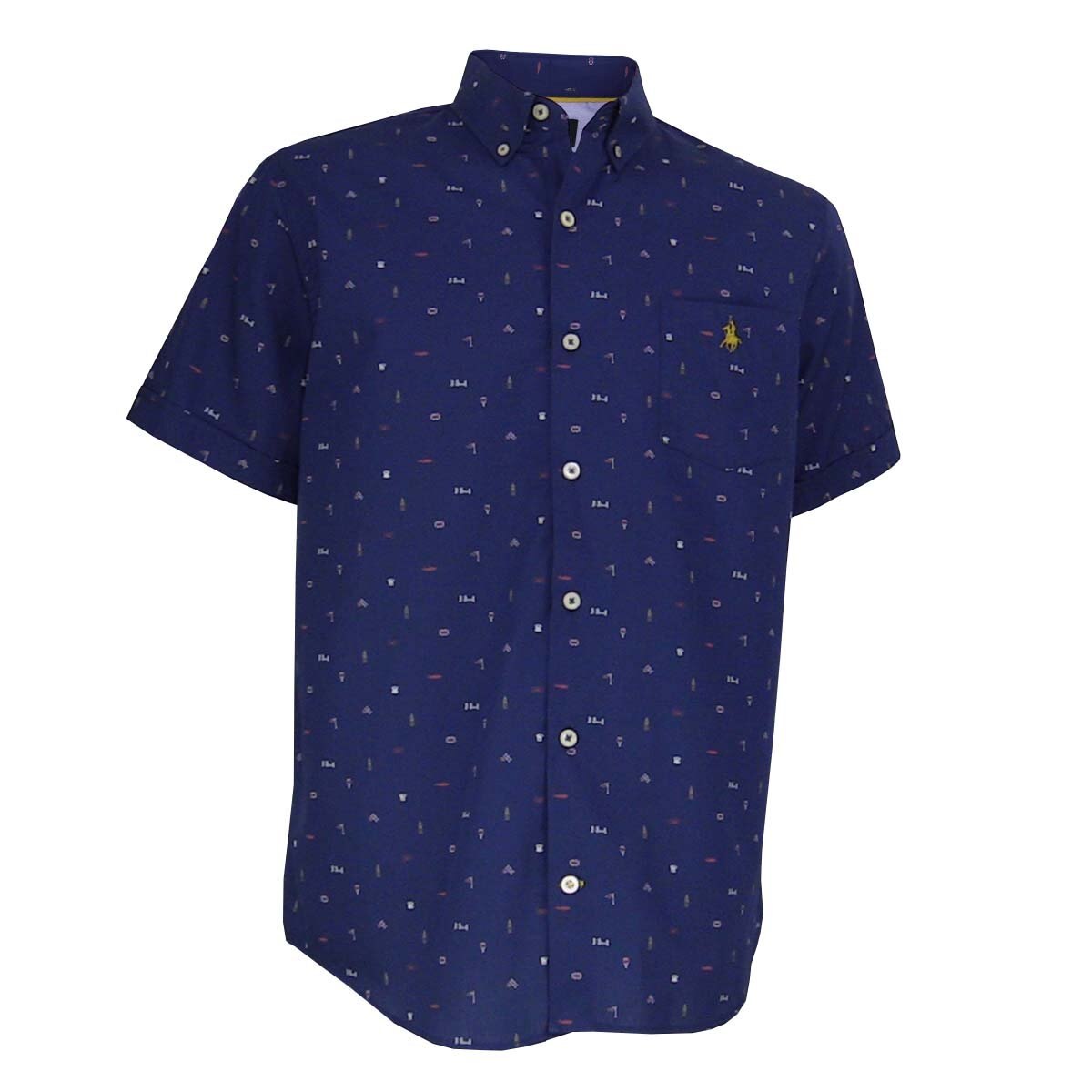 Camisa Manga Corta con Estampado Azul Polo Club para Caballero