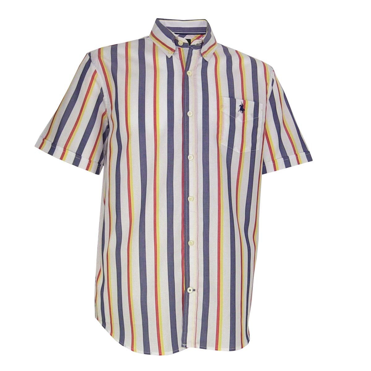 Camisa Manga Corta de Rayas Azul Polo Club para Caballero